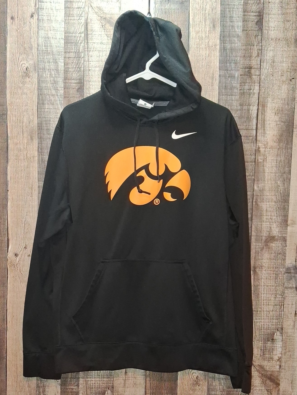 Nike Men's Black Hoodie Iowa Hawkeyes Football Therma-fit Size M Medium